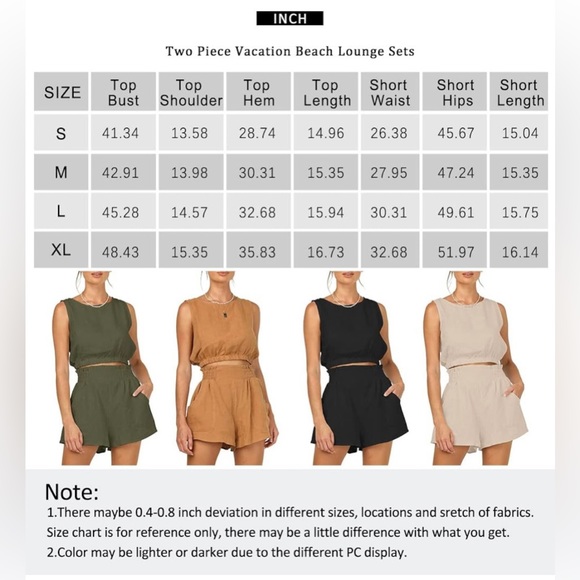 NWT 2 Piece Shorts and Sleeveless Crop Tank Top Lounge Set Size Large - Picture 6 of 8